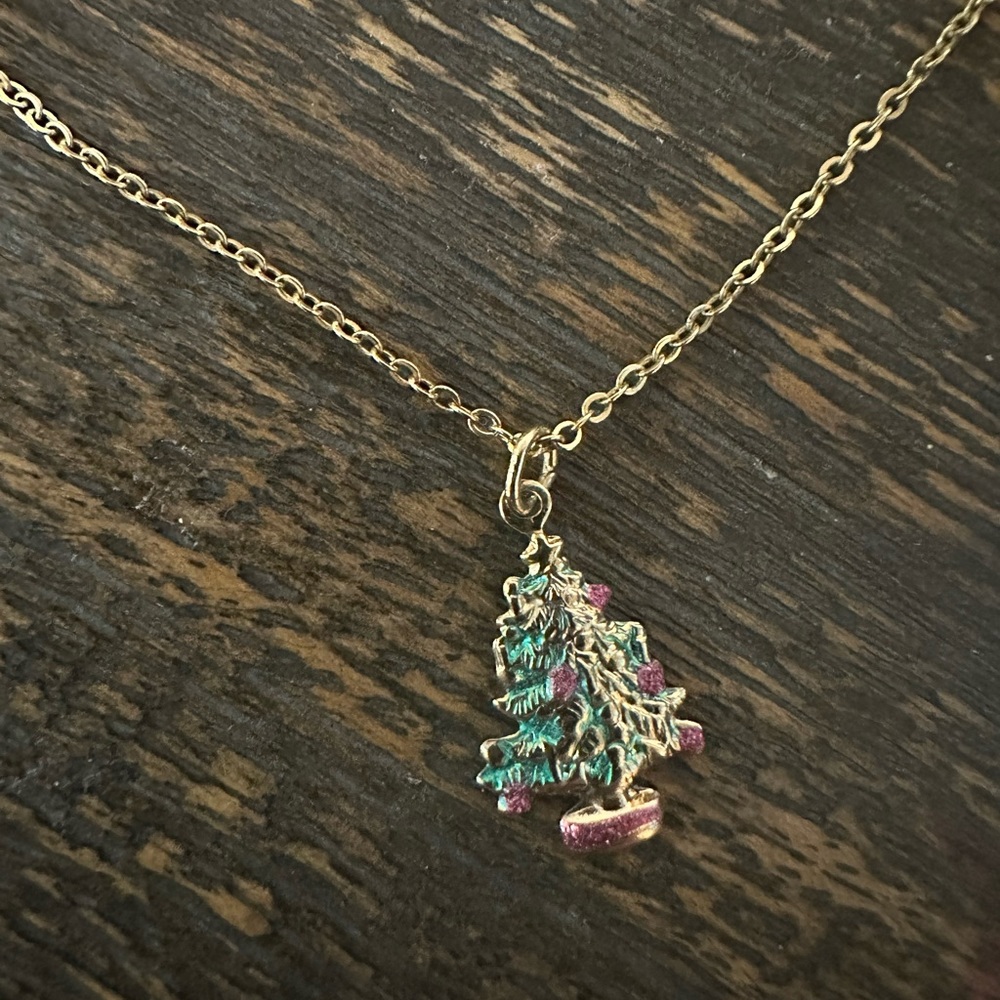 Like New Christmas Tree Yellow Golden Necklace